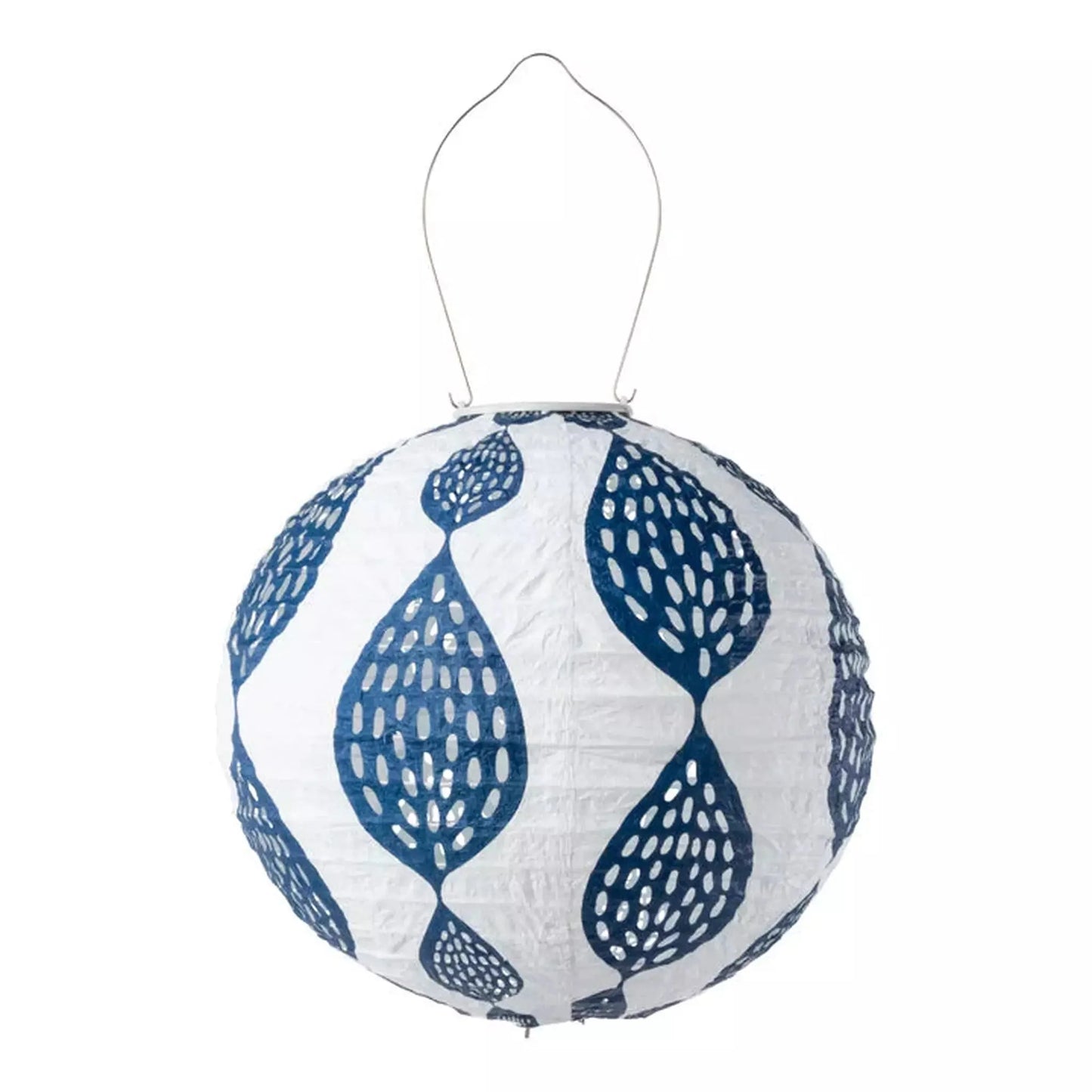 12" Indigo Leaf Globe Solar Lantern