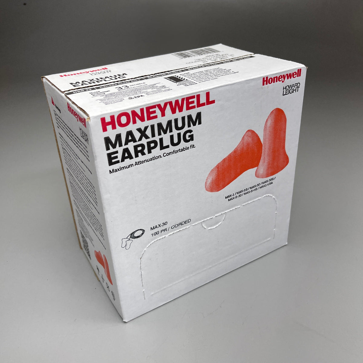 HONEYWELL Maximum Earplugs 100 CORDED PAIRS! Howard Leight 33 Dcb Orange MAX-30 (New)