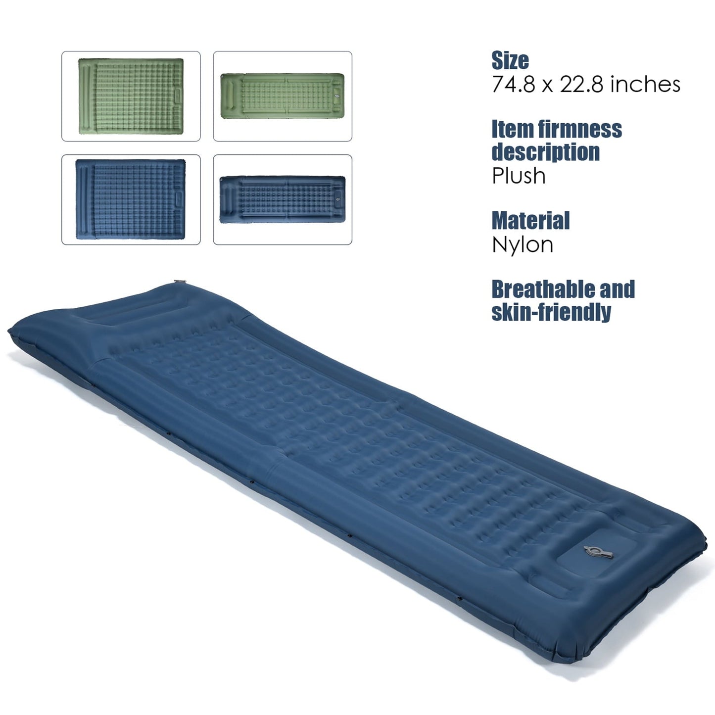 TOMSHOO Inflatable Sleeping Pad Easy Inflation, Extra Thick 4 Inch Mat for Backpacking and Hiking