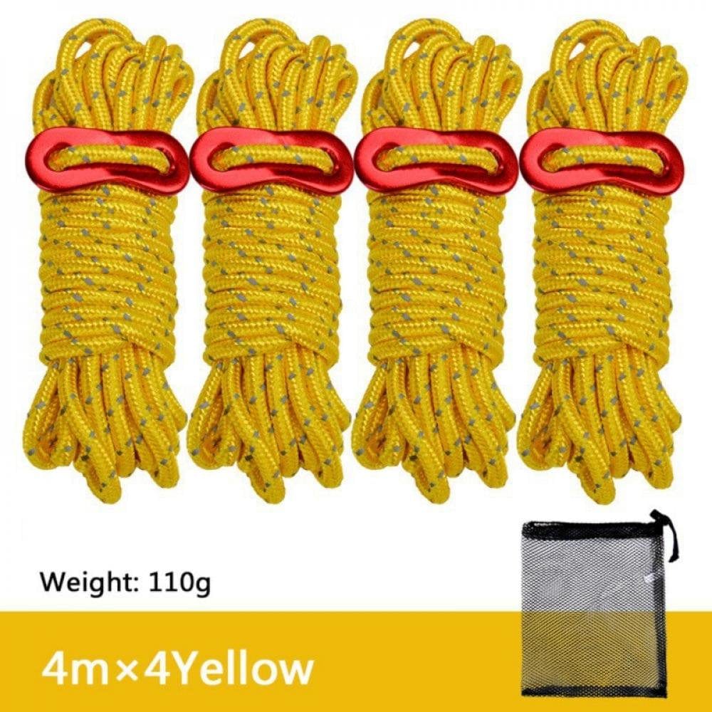 4Pcs Multifunction Camping Tent Rope Tent Accessories Outdoor Sports Camping Hiking 4M Durable Polypropylene Rope