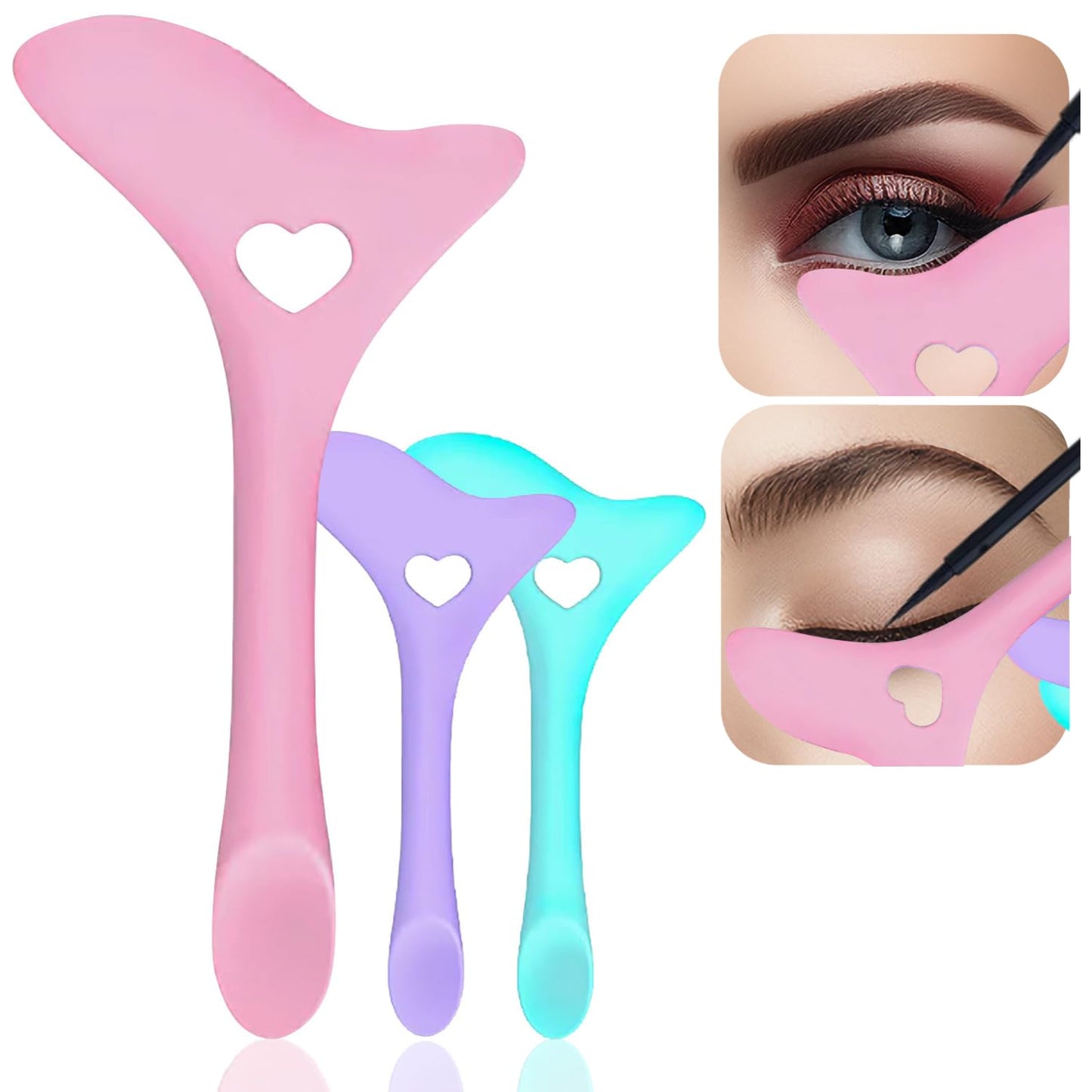 CYOIDAI Eyeliner Stencils, Winged Eyeliner Tool, Mascara Shield, Multifunctional Silicone Eyeshadow Applicators, Perfect for Beginners in Makeup (Pink)