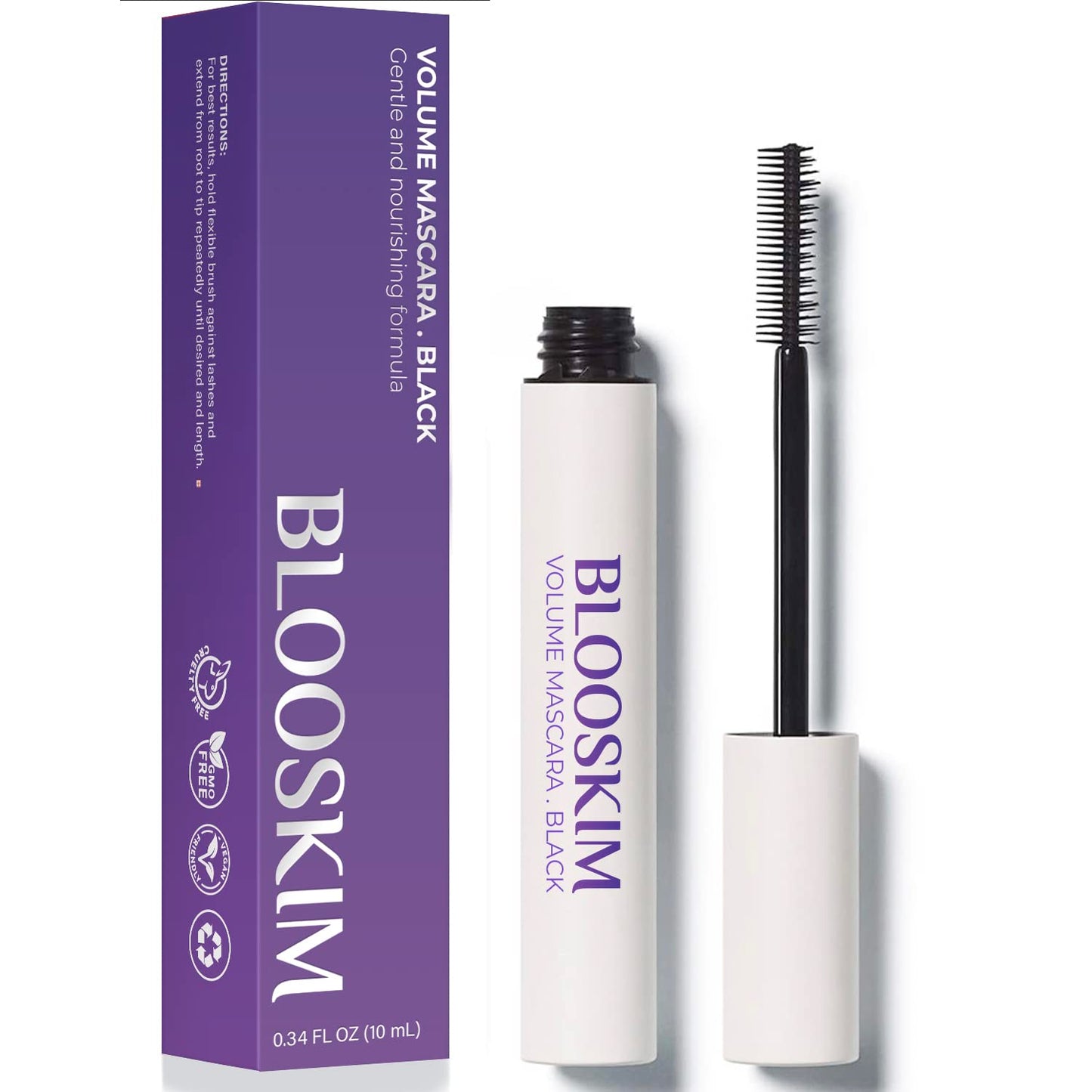 BlooSkim Mascara for Older Women: Benefit Waterproof Volume Extreme Length Lashes - Lengthening Lifting Eye Makeup Sensitive Washable Mascara - Black 0.34 Fl Oz