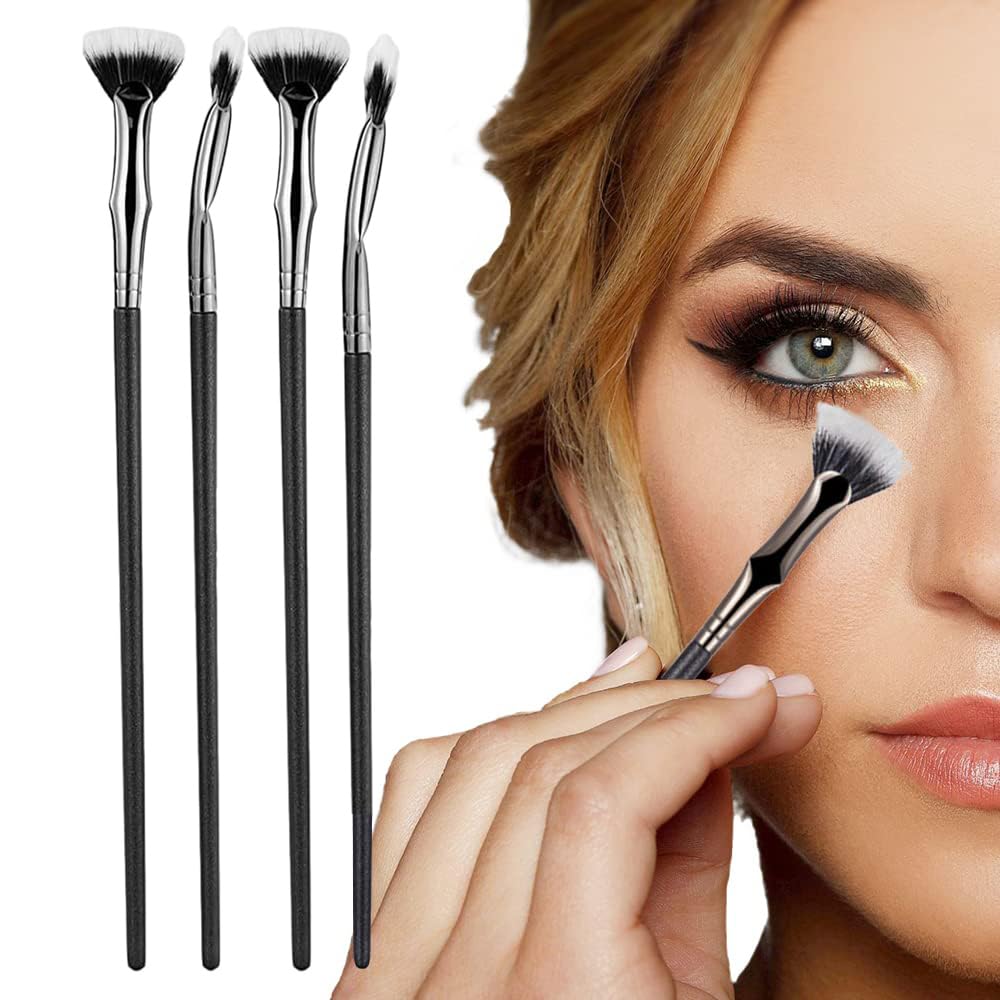 Folding Angle Scalloped Lash Brush,2024 new eyebrow brush,eyelash brush,mascara fan brush,eyelash separation tool,eye makeup tool(4PCS)