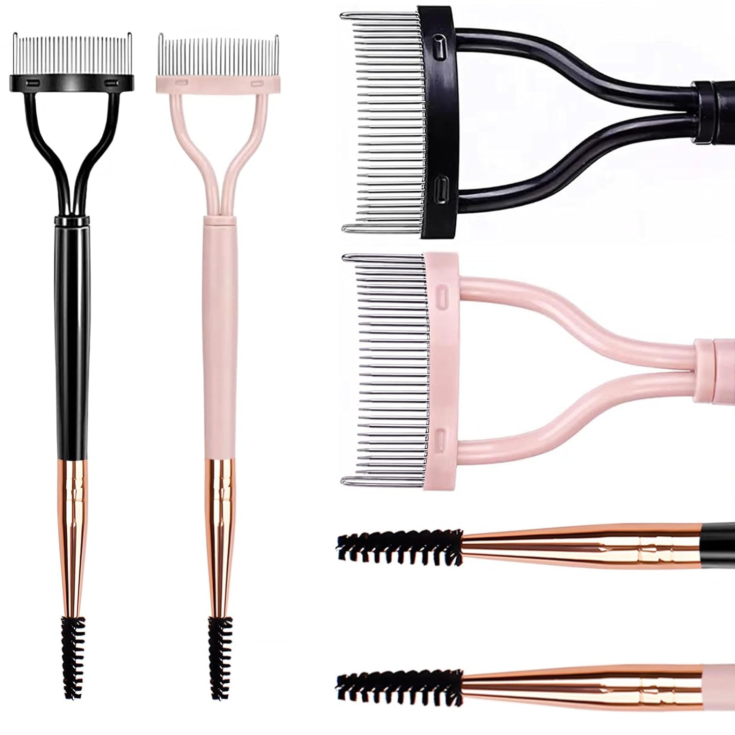 2-Pack Eyelash Separator Comb with adjustable brush, Dual Head Lash Separator Tool with Cover for Excess Mascara Removal