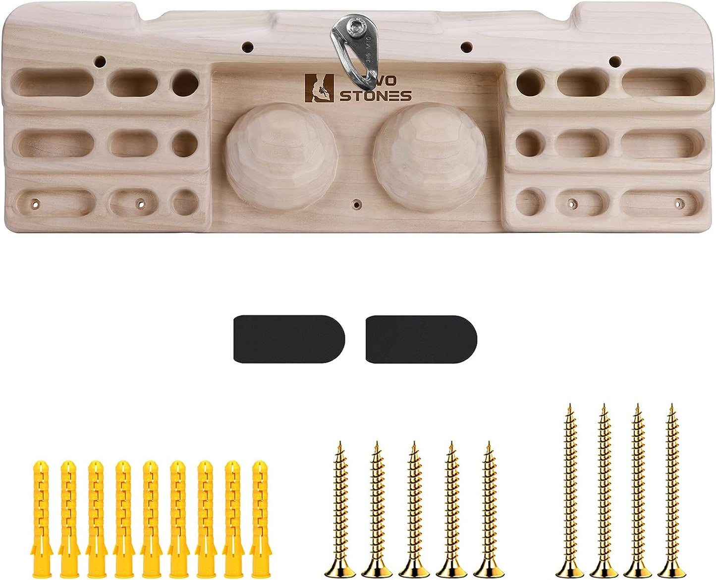 TWO STONES Hangboard Rock Climbing Pull Up Bar for Climbing, Fingerboard Climbing Training Board,Large Rock Climbing Hangboard with Jugs, Slopes, Pockets, and Edegs