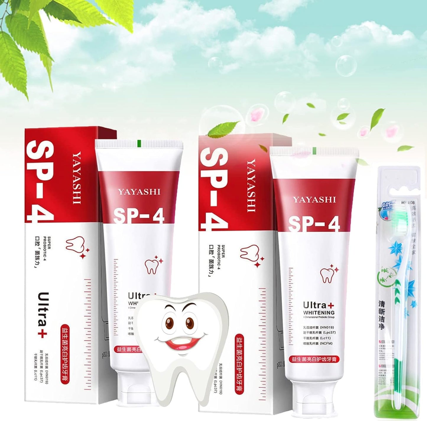 Sp-4 Ultra Whitening, Sip-4 Toothpaste, Yayashi Sp-4ª Probiotic Whitening Toothpaste, YilikuSp-4 Toothpaste, Yayashi Sp-4 Toothpaste, Sip 4 Probiotics Whitening Toothpaste (Red)