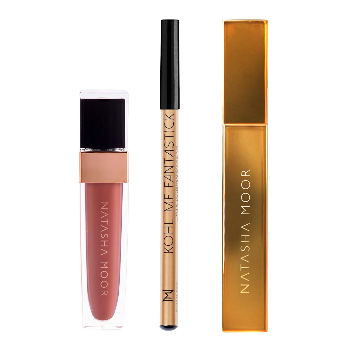 Smokey Day Essentials - Molten Matte Liquid Lipstick (SOUL), Kohl Me Fantastic Eyeliner, and MOOR Power Black Mascara