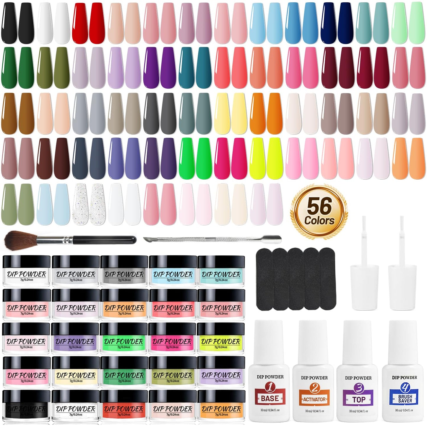 Openlive Dip Powder Nail Kit- 56 Color Nail Dip Powder Starter Kit Quick Drying Dip Powder for Home Salon Dipping Nail Manicure