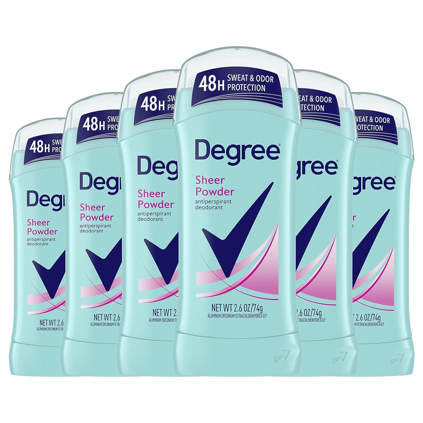 Degree Original Antiperspirant Deodorant 48-Hour Sweat & Odor Protection Sheer Powder Antiperspirant for Women 2.6 oz, Pack of 6