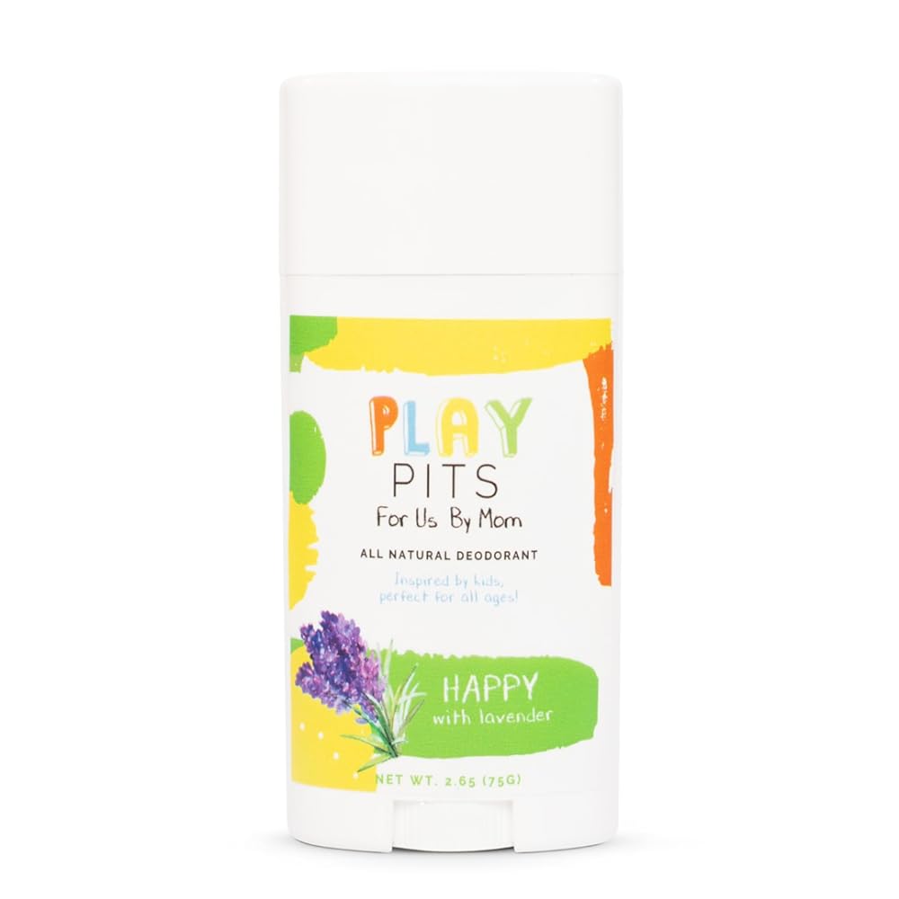 PLAY PITS - Natural Kids Deodorant - Safe for Girls and Boys w/Sensitive Skin of All Ages - Aluminum Free - HAPPY Scent - Infused w/Lavender Essential Oils Ð 2.65 fl.oz