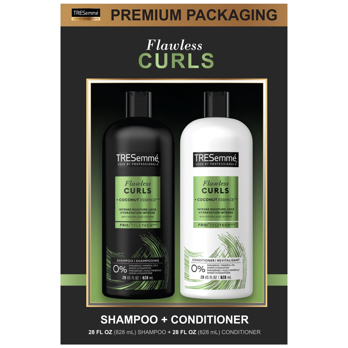 TRESemmŽ Flawless Curls Shampoo and Conditioner Set, Curly Hair Products with Coconut Oil Leaves Curls Defined, Sulfate Free, Frizz Free, 28 Fl Oz Ea