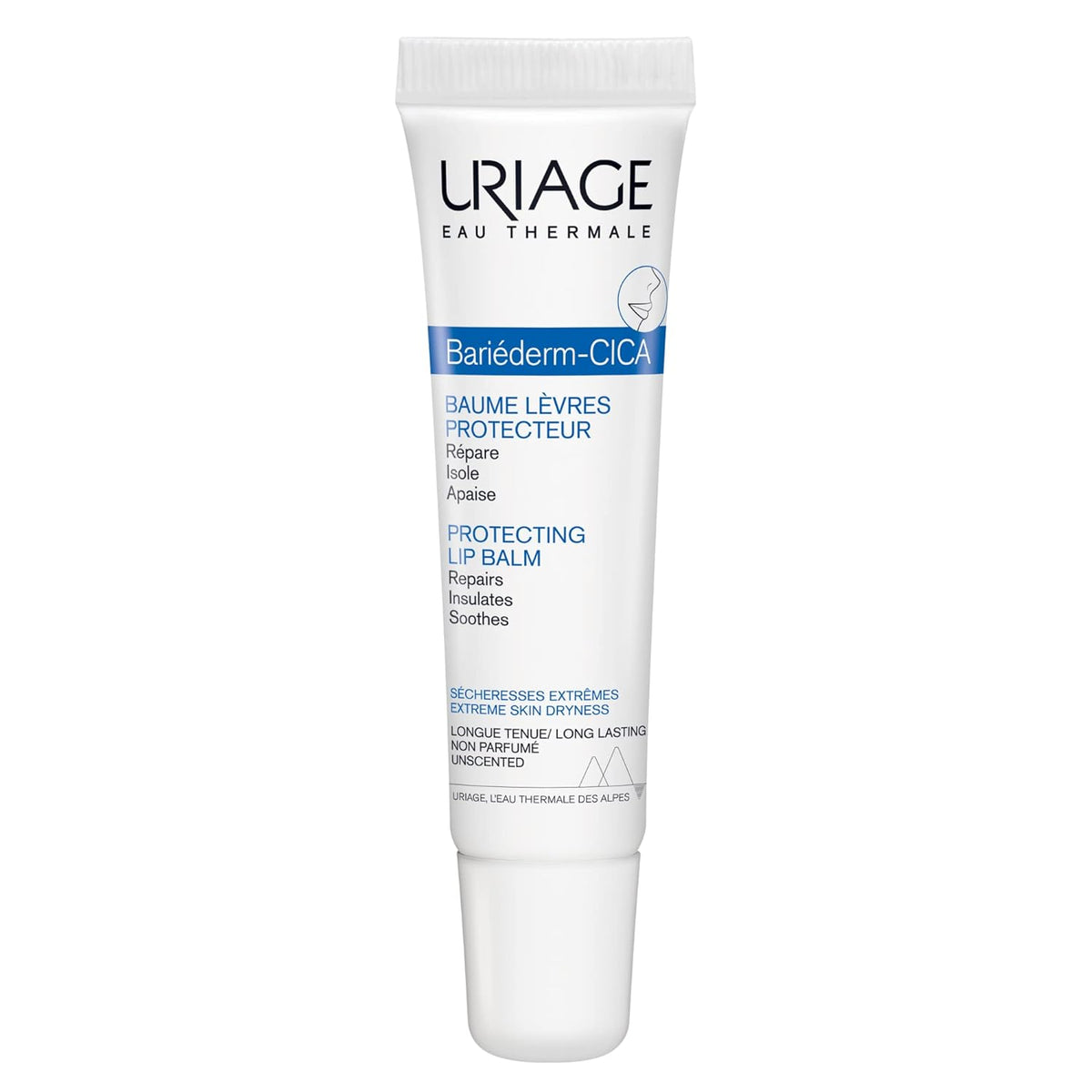 URIAGE Bariederm Cica-Lips Protecting Balm 0.5 fl.oz. | Repair and Insulation Lip Balm with High Tolerance and Long-Lasting Formula, Fragrance-Free | Daily Protection to Repair Chapped, Damaged Lips