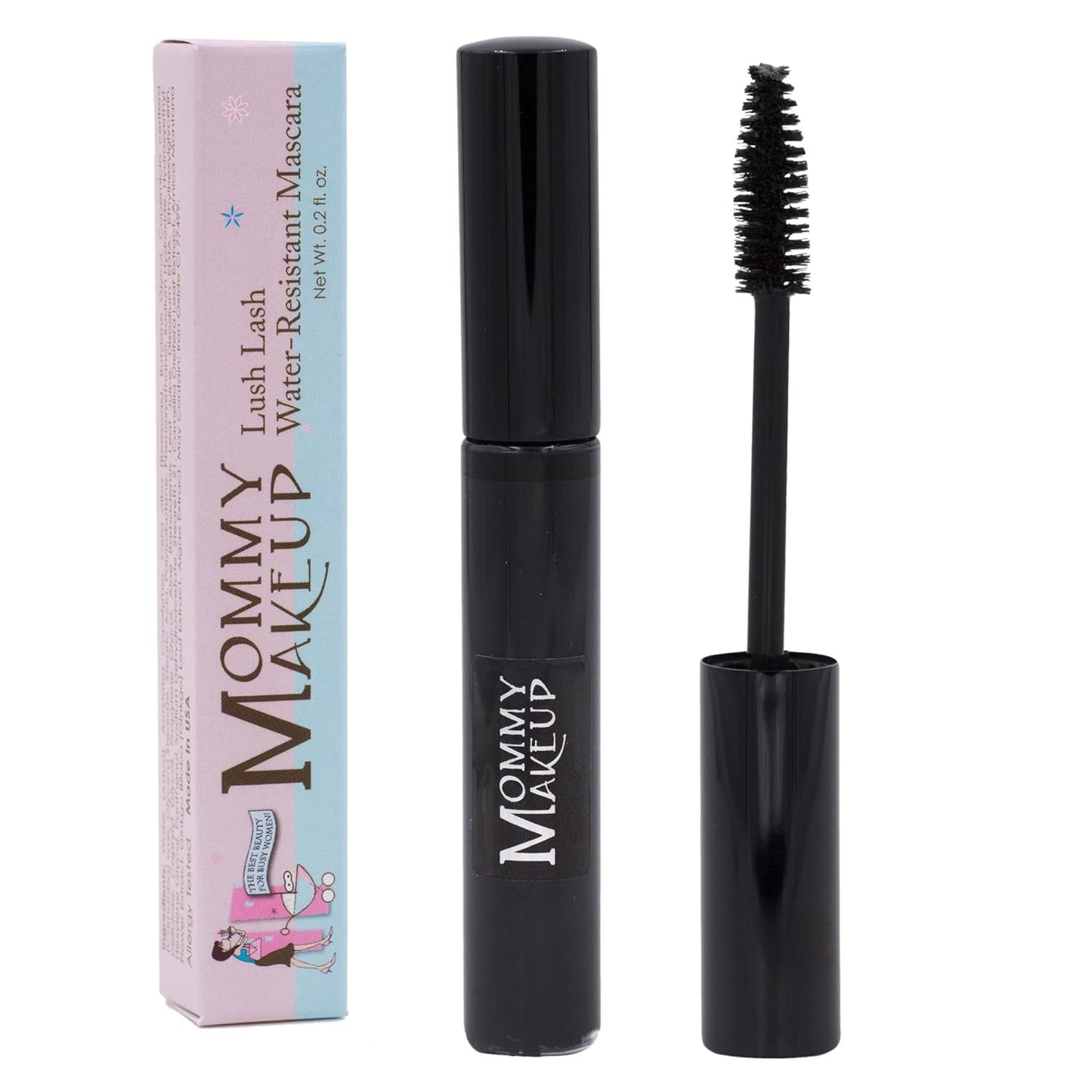 Lush Lash Water Resistant Mascara | Extreme Volume and Length For Stunning Lashes | No Smears, Smudges or Flakes | Non-Irritating, Cruelty Free, Made in USA (Black Mascara) by Mommy Makeup
