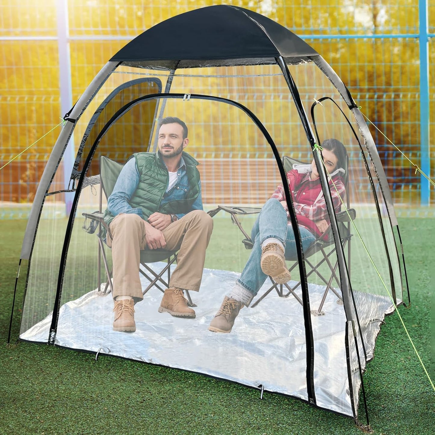 Sports Tent - Large 2 Persons Clear Waterproof Cold Weather Tent, Outdoor 2 Parents Sport Tents, All Weather Shelter with Extra Top Cover, Rain Sun Shelter for Watching Sports Events, Camping