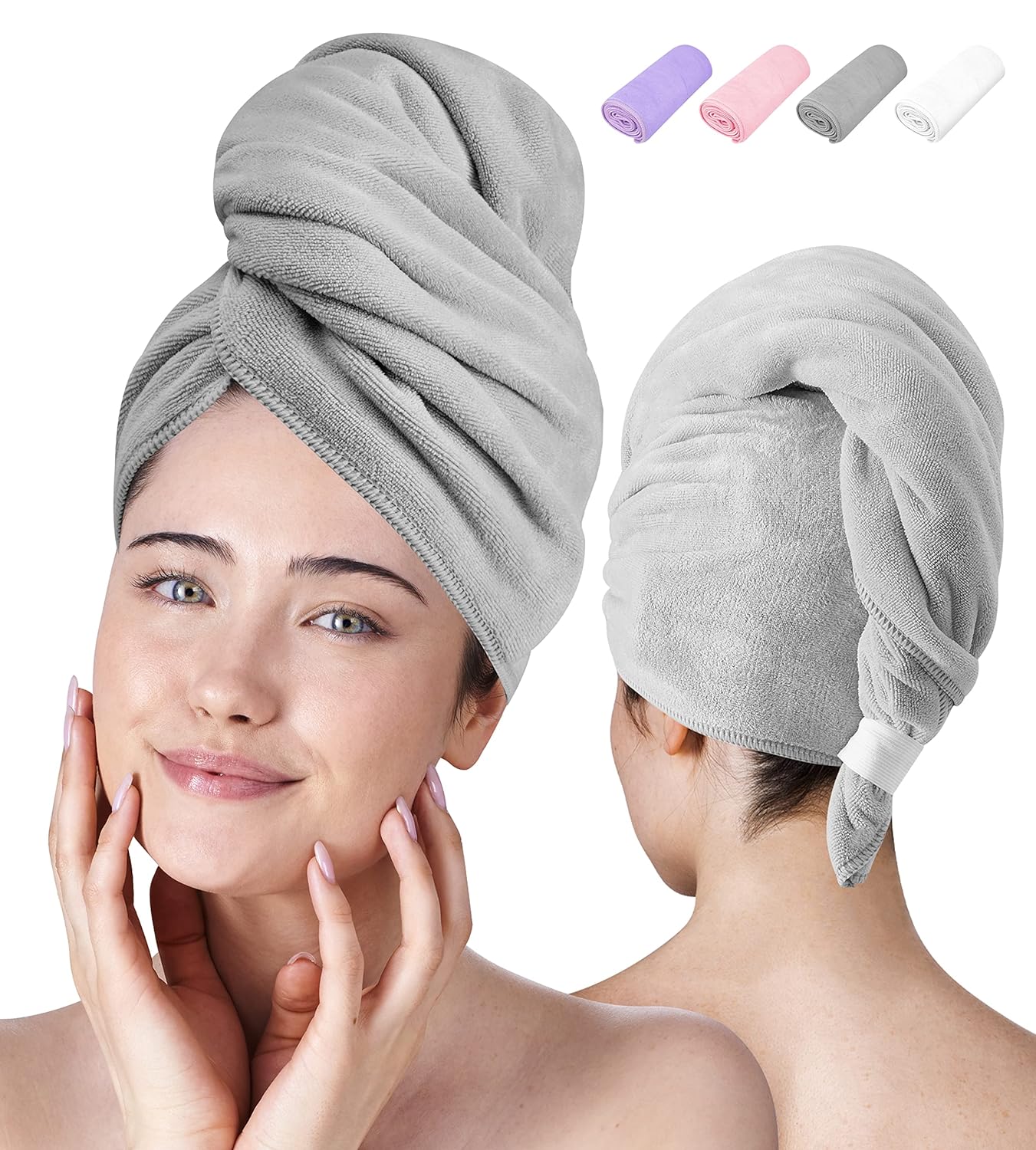Luxe Beauty Microfiber Hair Towel Wrap Ð Absorbent Microfiber Hair Towels for Women Long Hair- Hair Drying Towels Microfiber Towel for Hair Wrap Perfect Curly Hair Towel for Plopping