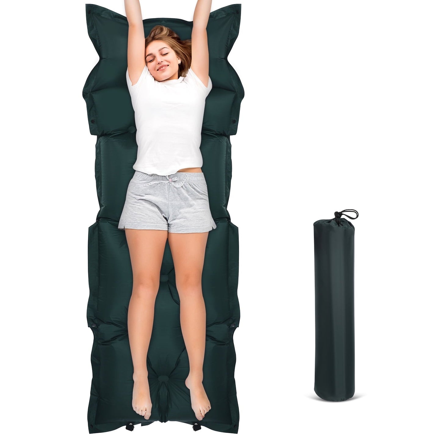 ONAPARTER Backpack Mattress Inflatable Cushion Camping Bed Individual£¨72.70X23.58X0.98in+Green£©