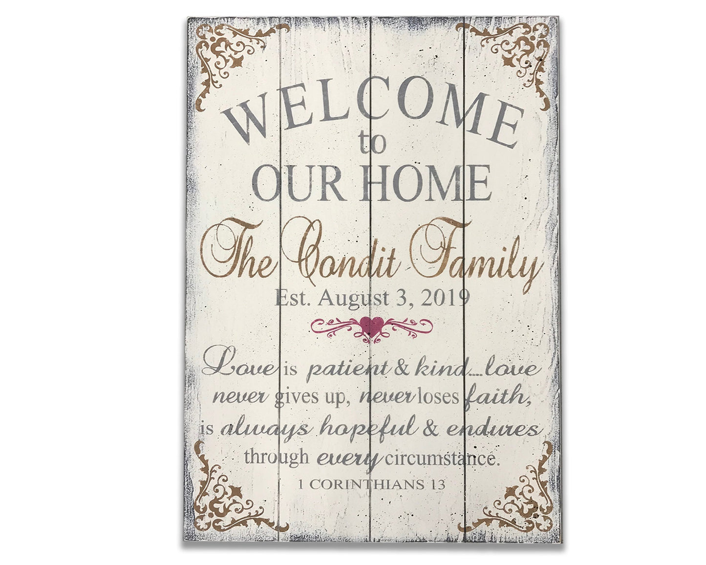 Welcome To Our Home Love Is Patient Personalized Name Sign