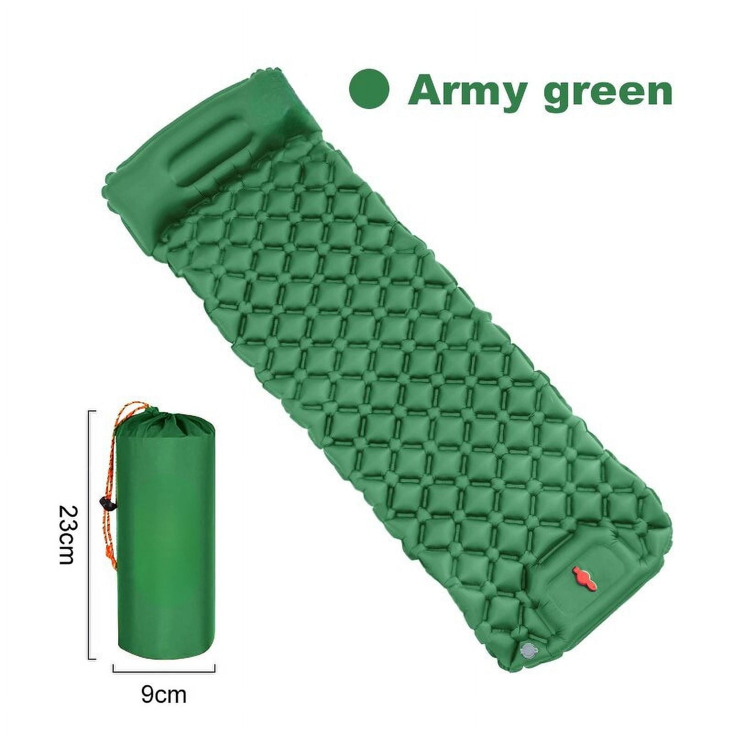 Outdoor Camping Inflatable Mattress Sleeping Pad With Pillows Ultralight Air Mat Built In Inflator Pump Hiking,Army green