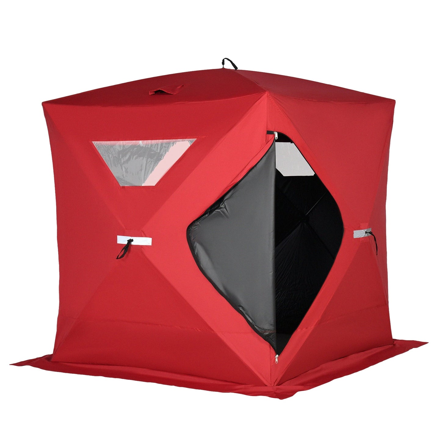 Outsunny 2-4 People Ice Fishing Shelter, Pop-up Portable Ice Fishing Tent, Red