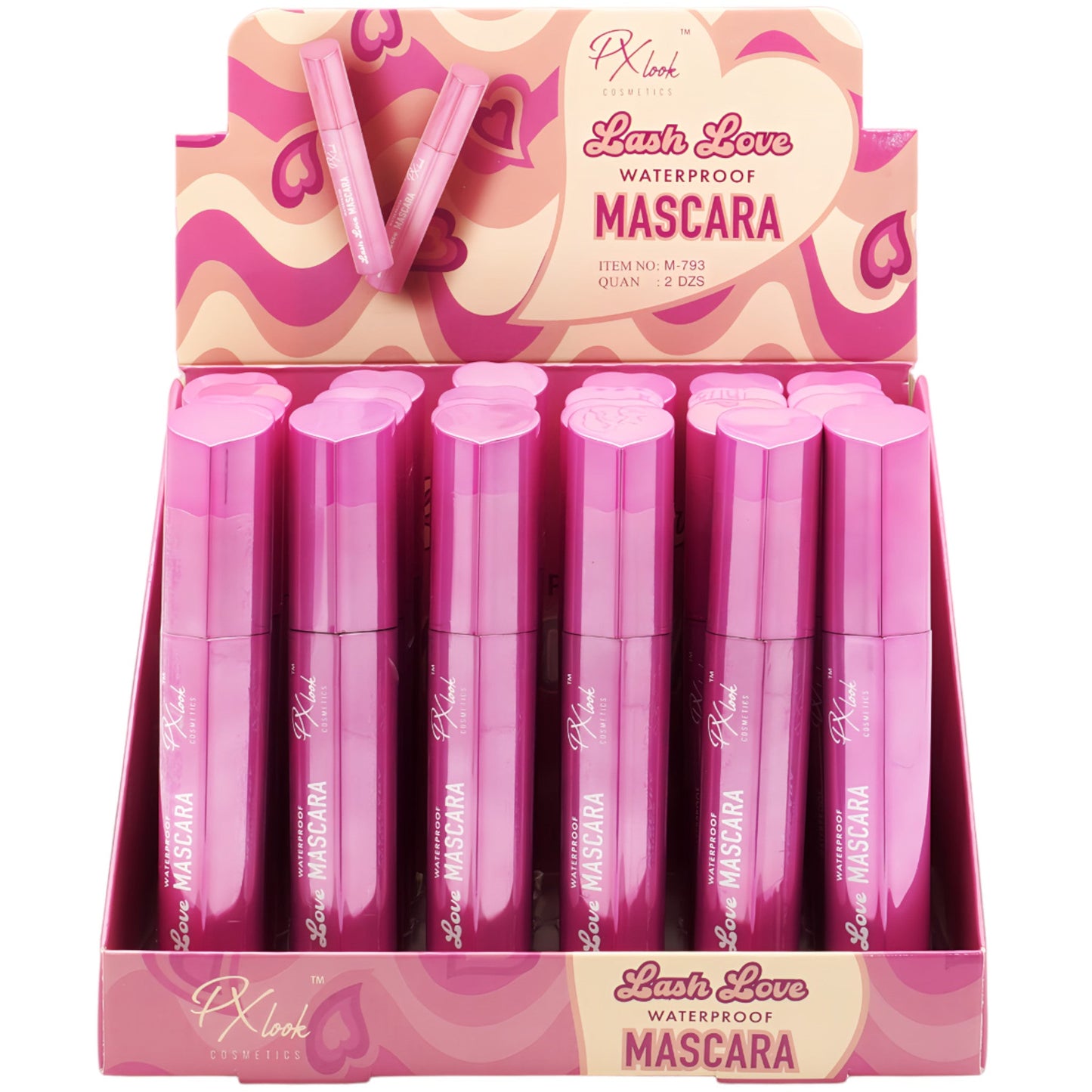 Máscara De Pestañas Resistente Al Agua Lash Love Px Look - Venta al por Mayor Display 24 Unidades (M-793)