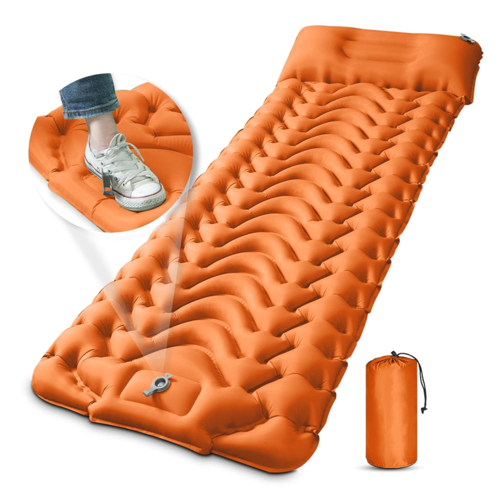 Sleeping Pad for Camping, IsEasy Ultralight Inflatable Sleeping Pad for Camping, Waterproof Camping Air Mattress with Built-in Foot Pump for Backpacking, Hiking, Tent, Traveling