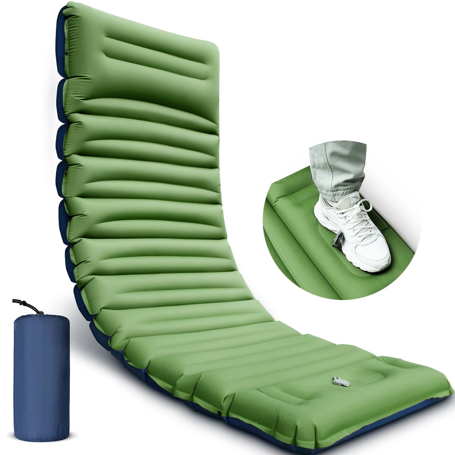 Sleeping Pad for Camping, 5' Ultra-Thick Camping Pad with Pillow, Built-in Pump Inflating Mattress Pad for Backpacking, Hiking, Traveling, Tent