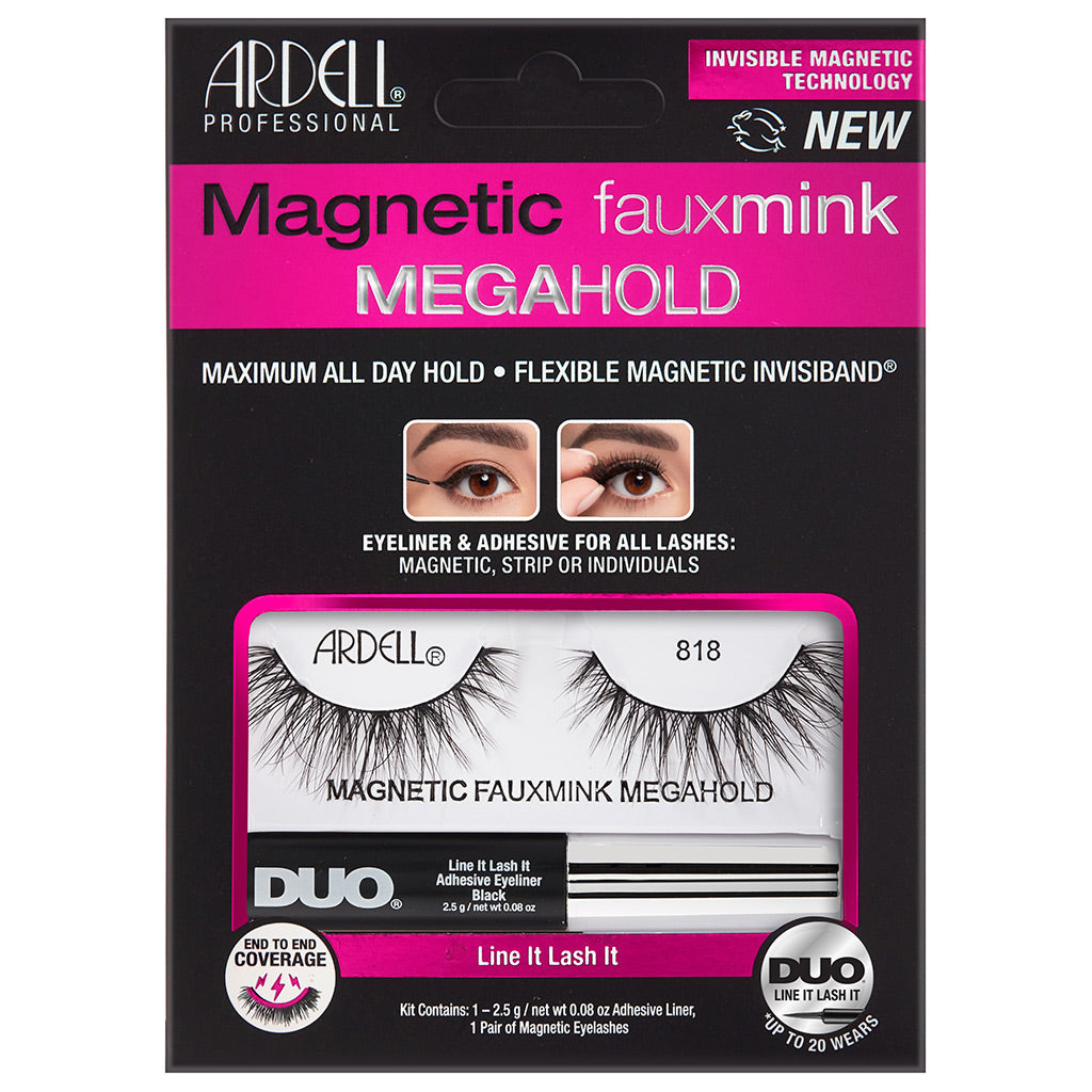 Ardell Magnetic Faux Mink Mega Hold Lashes Liner and Lash Kit - 818