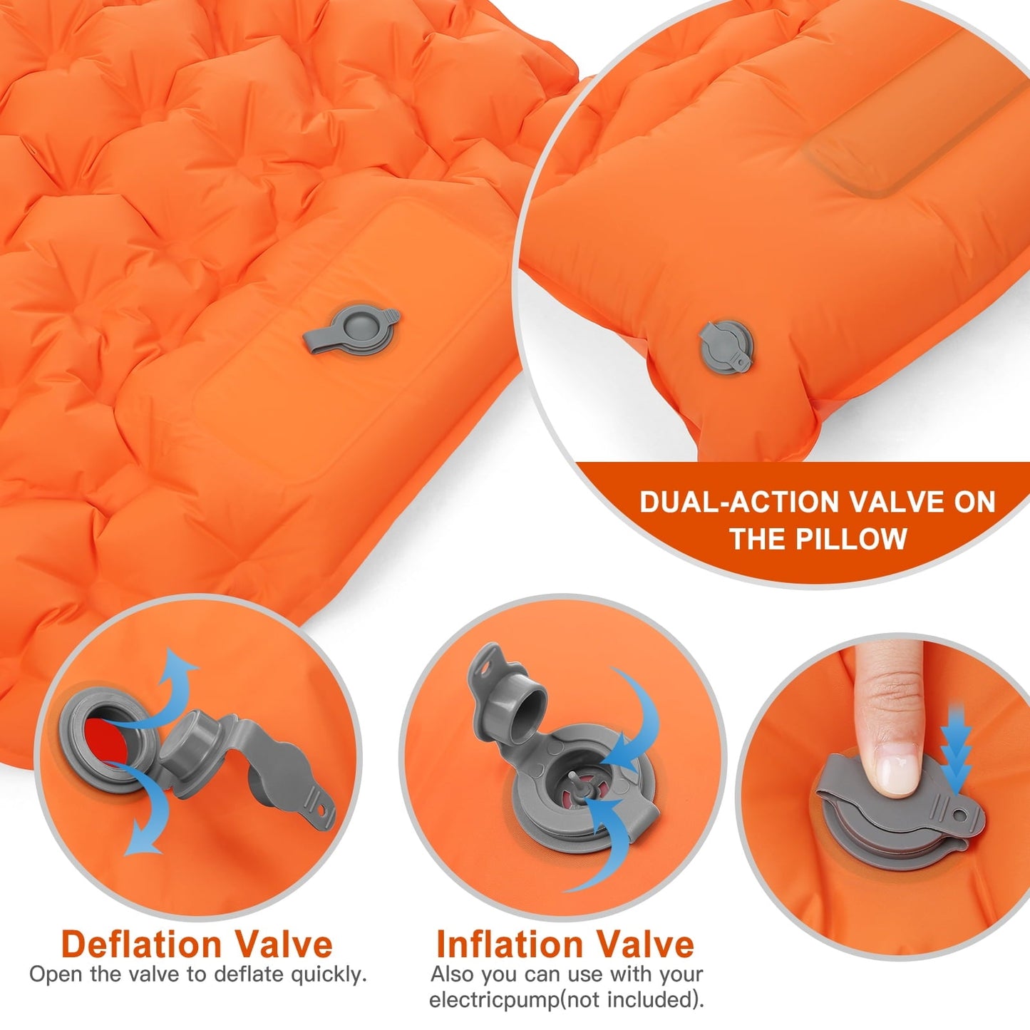 Ultralight Inflatable Camping Sleeping Pad with Built-in Pump and Pillow - Waterproof Air Mattress for Backpacking, Hiking, Tent Traveling