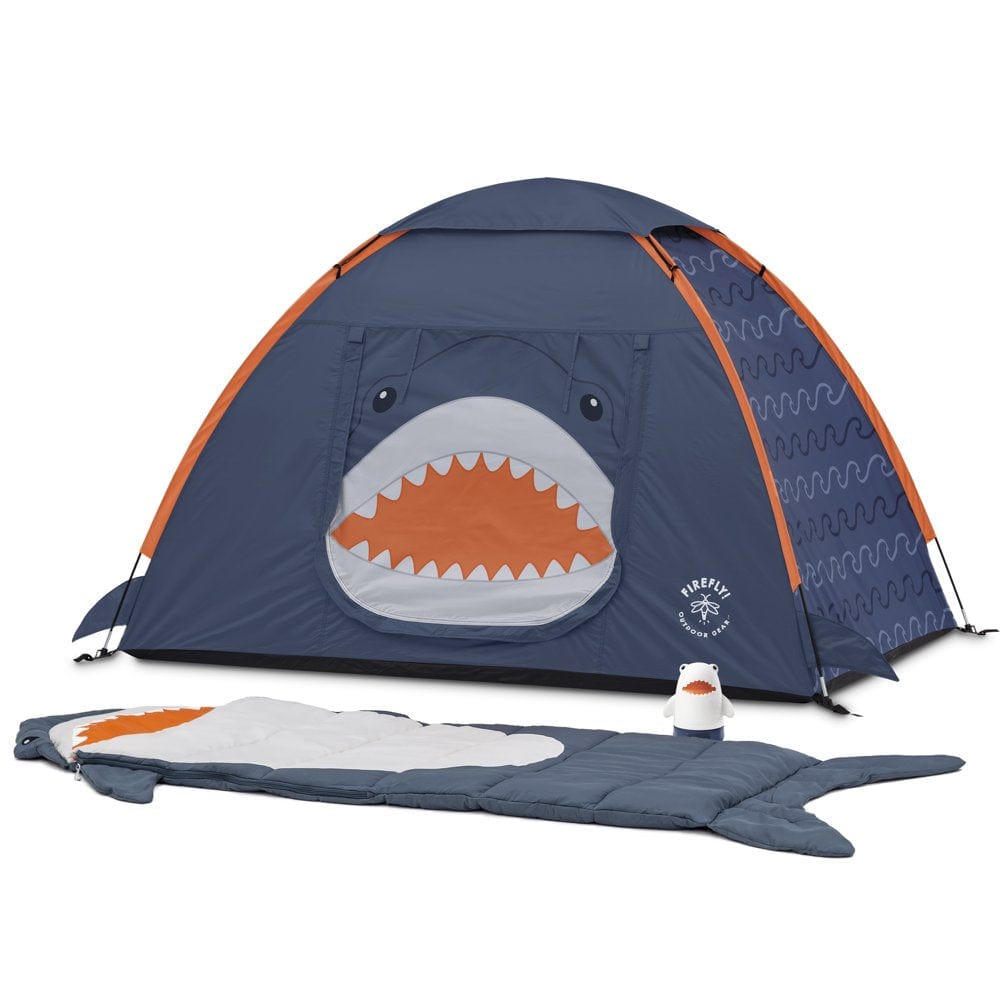 Firefly! Outdoor Gear Finn the Shark Kid'S Camping Combo (One-Room Tent, Sleeping Bag, Lanter