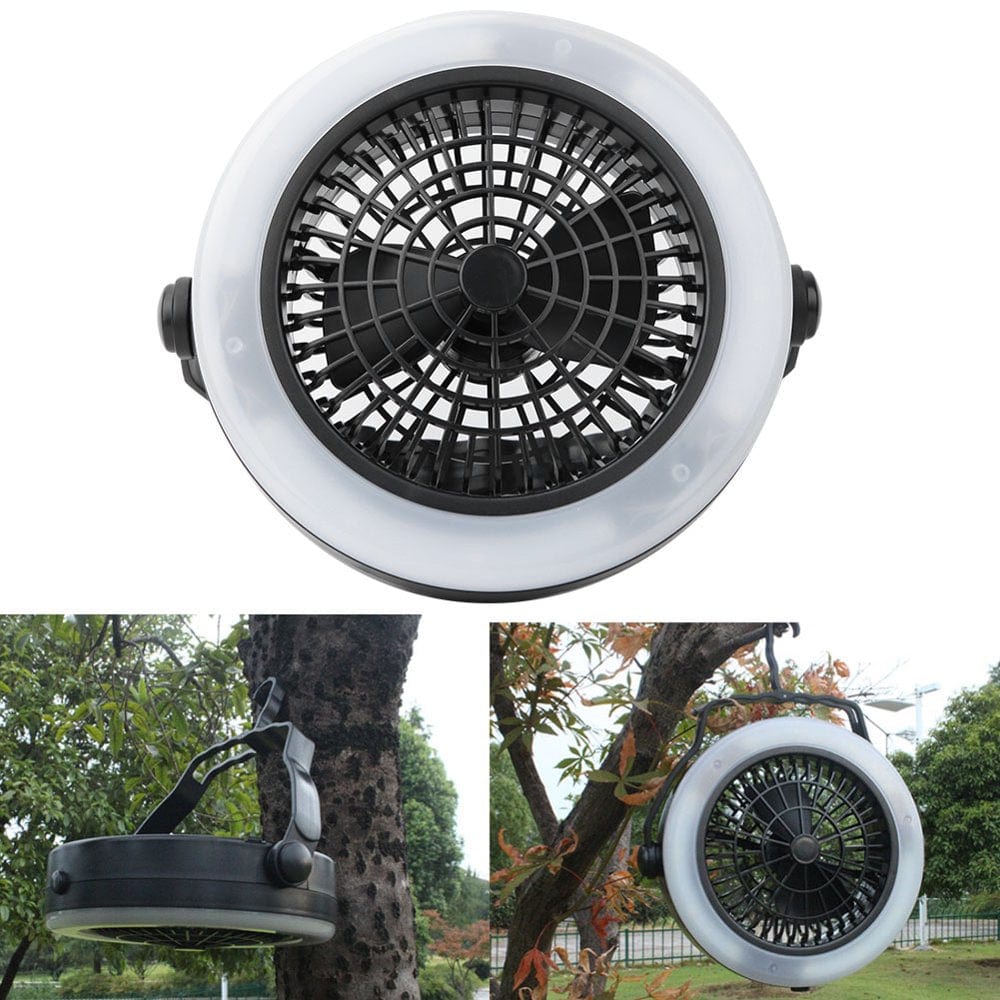 Mgaxyff Tent Fan Light,Portable 12LED USB Charging Tent Lantern Light Fan Lamp for Outdoor Hiking Camping, LED Tent Lamp