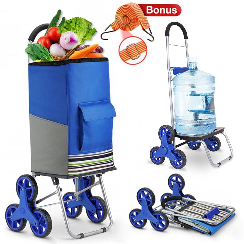 Shopping Cart, 220 Lbs Folding Shopping Cart for Seniors, Stairs Climbing Groceries Shopping Cart with Wheels