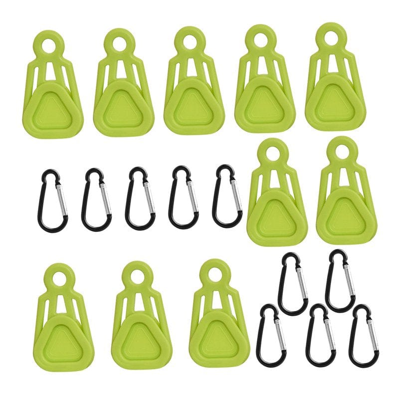10Pcs Tarp Clamp Tent Wind Rope Clips Hangers Survival Emergency Grommet Green Clip and Hook