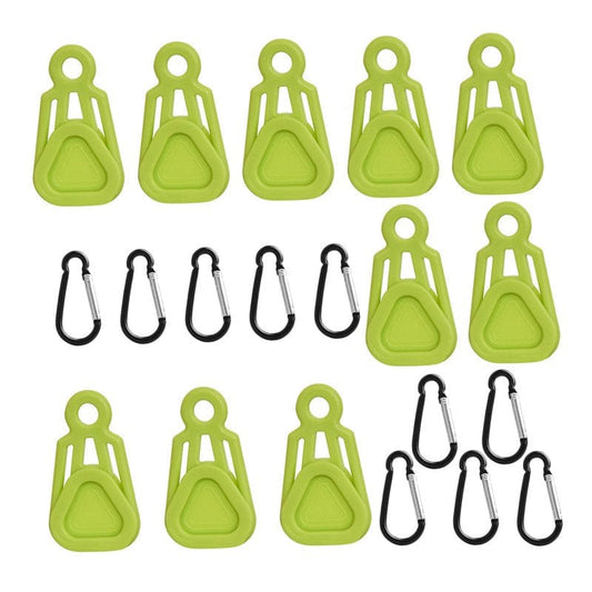 10Pcs Tarp Clamp Tent Wind Rope Clips Hangers Survival Emergency Grommet Green Clip and Hook