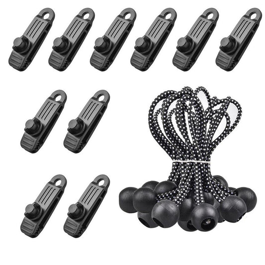 12 Pcs Outdoor Tent Clip with 12 Pcs Tied Rope Clamp Windproof Outdoor Camping Accessories