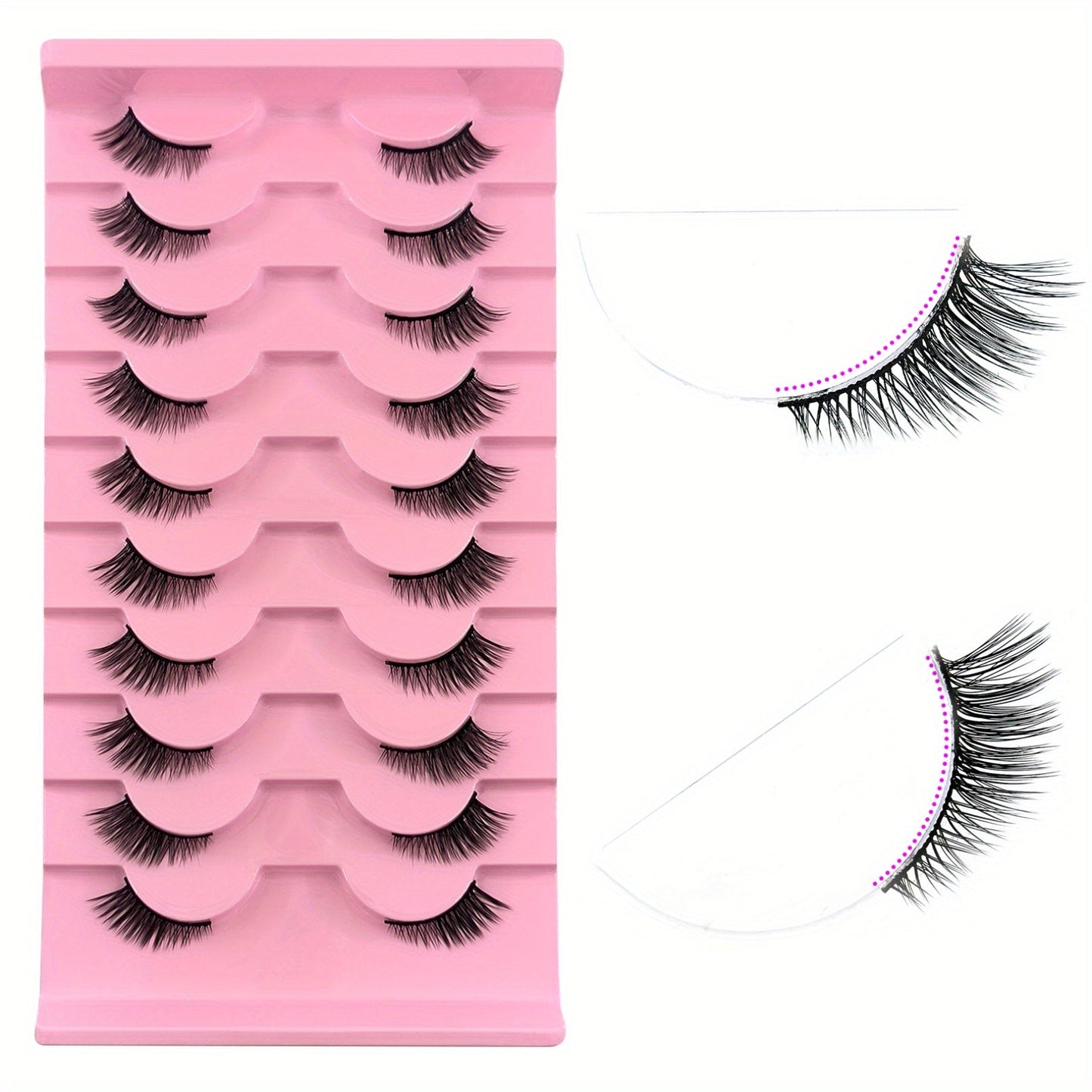 7 Pairs Half Eye False Eyelashes,  Cat Eye Natural Fluffy Faux Mink Lashes, Cluster Wispy Long And Short Eyelashes