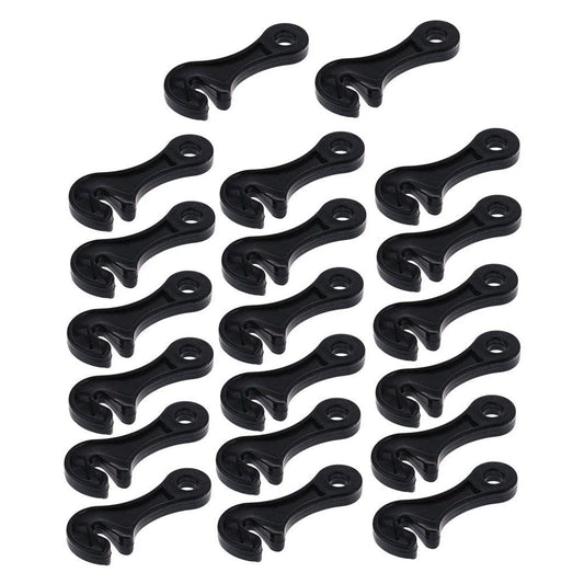 20 Pieces Replacement Tent Guy Line Rope Adjuster Tightener Tensioner Hooks, Outdoor Camping Hiking Awning Buckle, Black