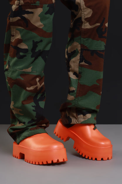 No Such Luck Platform Chunky Slides - Orange