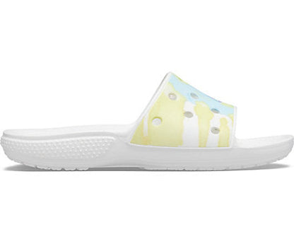 Crocs Unisex TieDye Graphic Slides - White / Multi