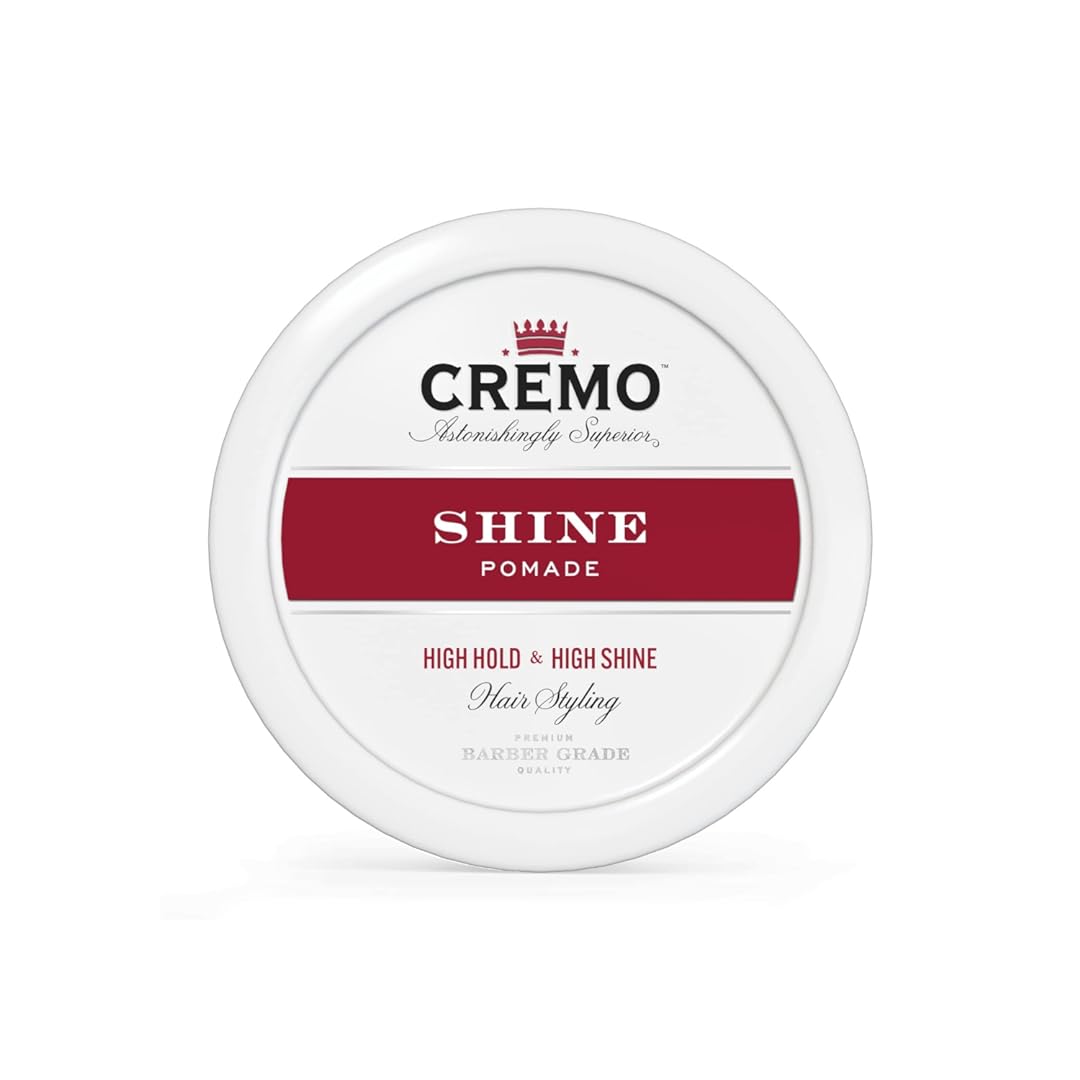 Cremo Premium Barber Grade Hair Styling Shine Pomade, High Hold & Shine, 4 Oz