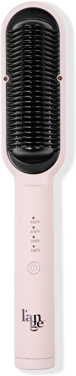 L'ANGE HAIR Smooth-it Classic Electric Hot Comb and Hair Straightener Brush for Women | Fast Heating, Anti-Scald and Anti-Frizz (Blush)