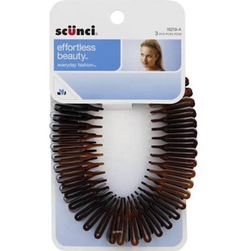 Scunci Effortless Beauty Stretch Comb, Assorted Colors, 3-Count