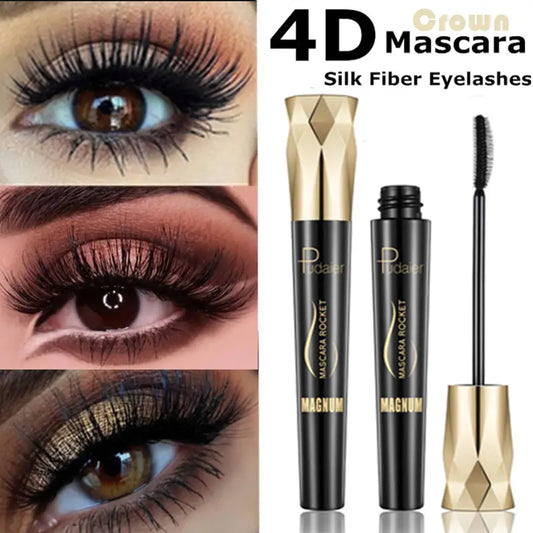 Pudaier 4D Lengthening Mascara - Waterproof, Smudge-Proof, and Thickening - Grafted with Thick Curled Brush for Long-Lasting, Volumized Lashes