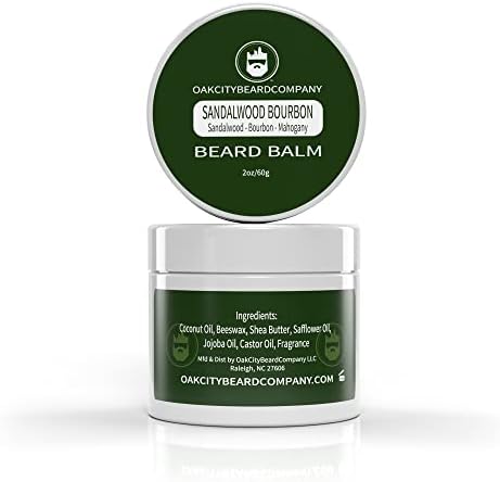 Oak City Beard Company - Sandalwood Bourbon - 2 Ounce - Beard Balm - Sandalwood - Bourbon - Mahogany - Beard Conditioner