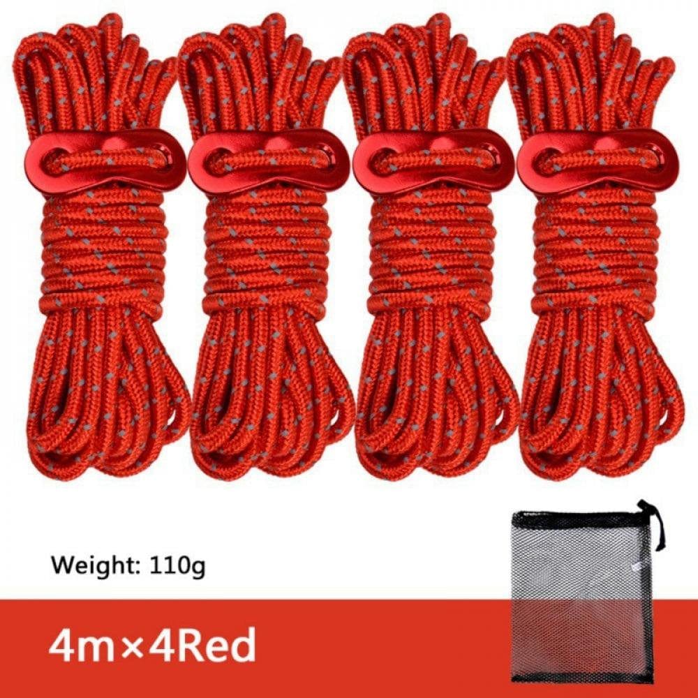 4Pcs Multifunction Camping Tent Rope Tent Accessories Outdoor Sports Camping Hiking 4M Durable Polypropylene Rope