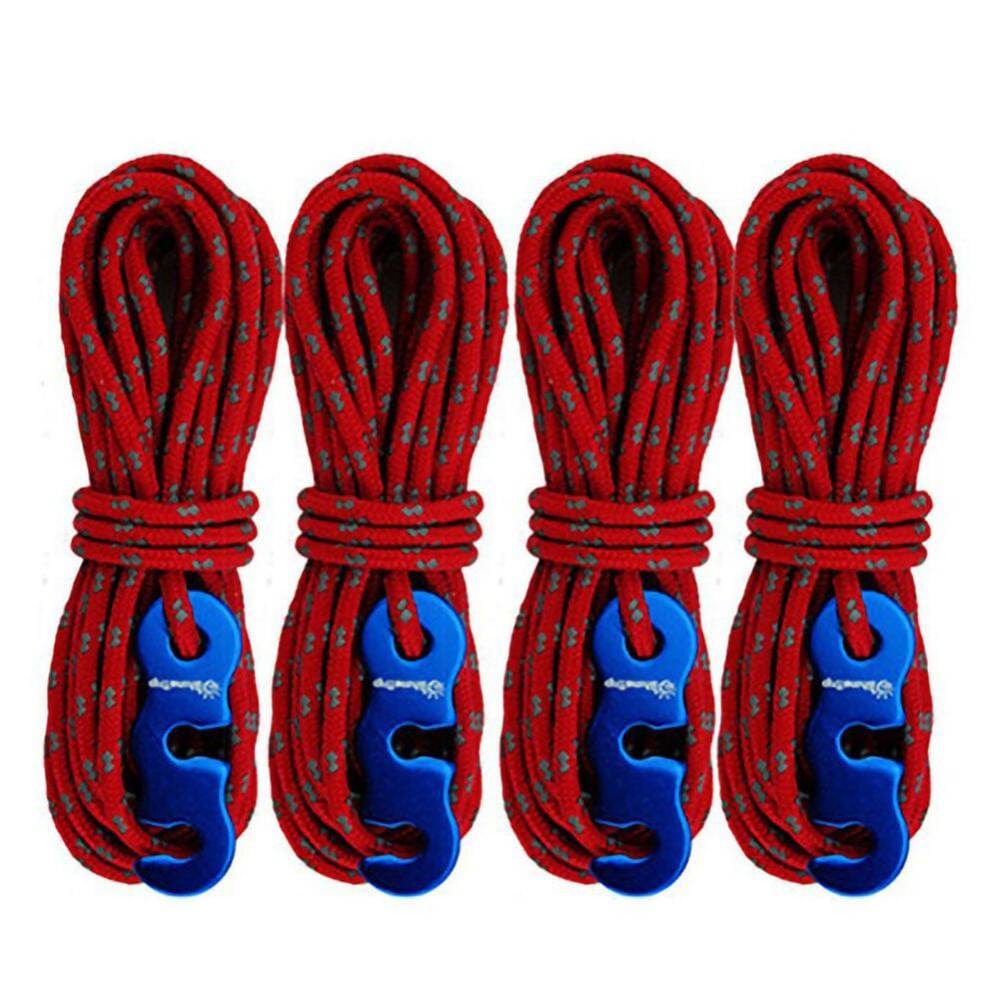 4Pcs Multifunctional Tent Rope Tent Accessories Outdoor Sports Camping Hiking 400Cm Durable Polypropylene Rope Red