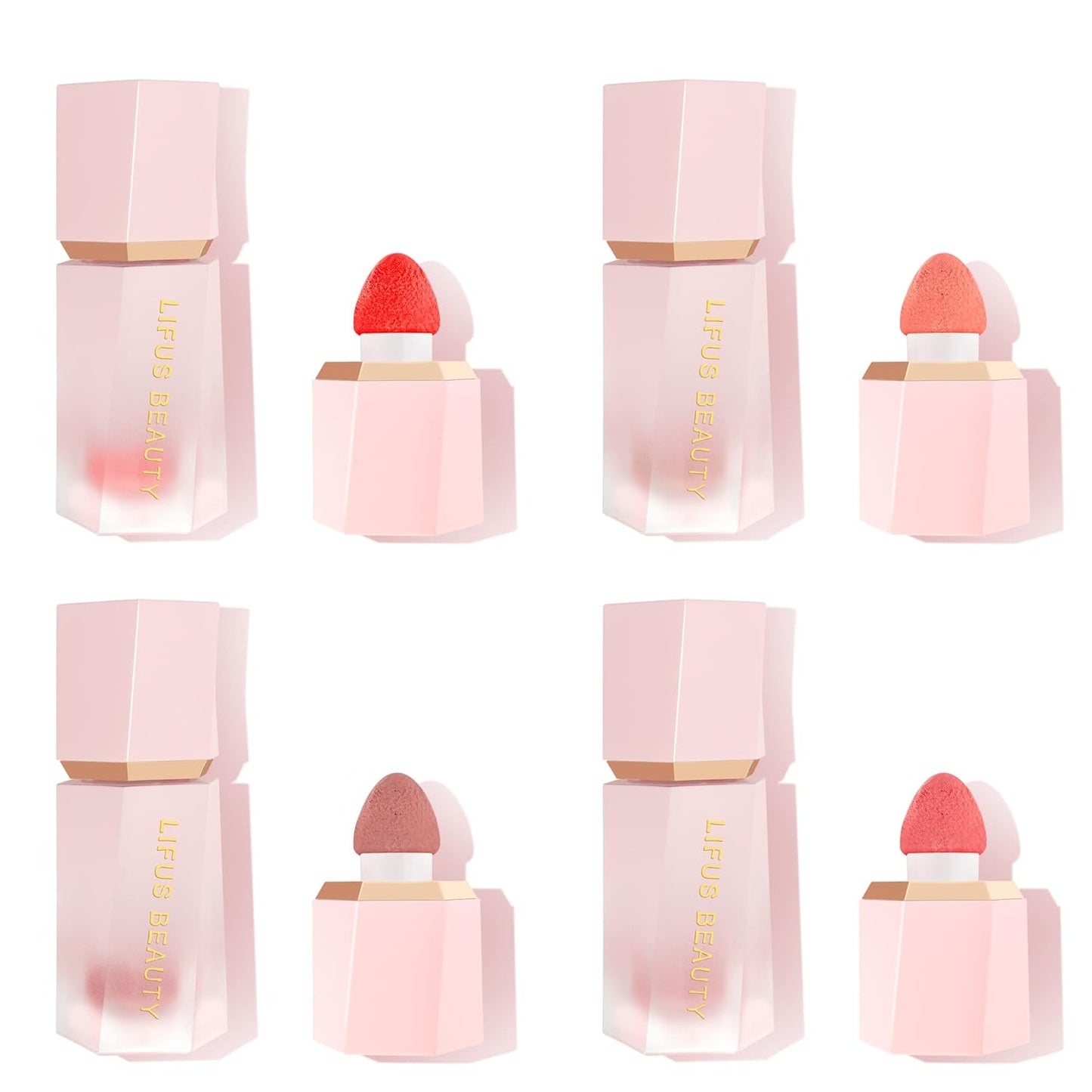 Natural Liquid Blush Makeup - Lightweight, Highly Pigmented, Long-Wearing and Blendable Cream Blush for Soft, Smooth and Dewy Cheeks and Face -color B1, set of 4