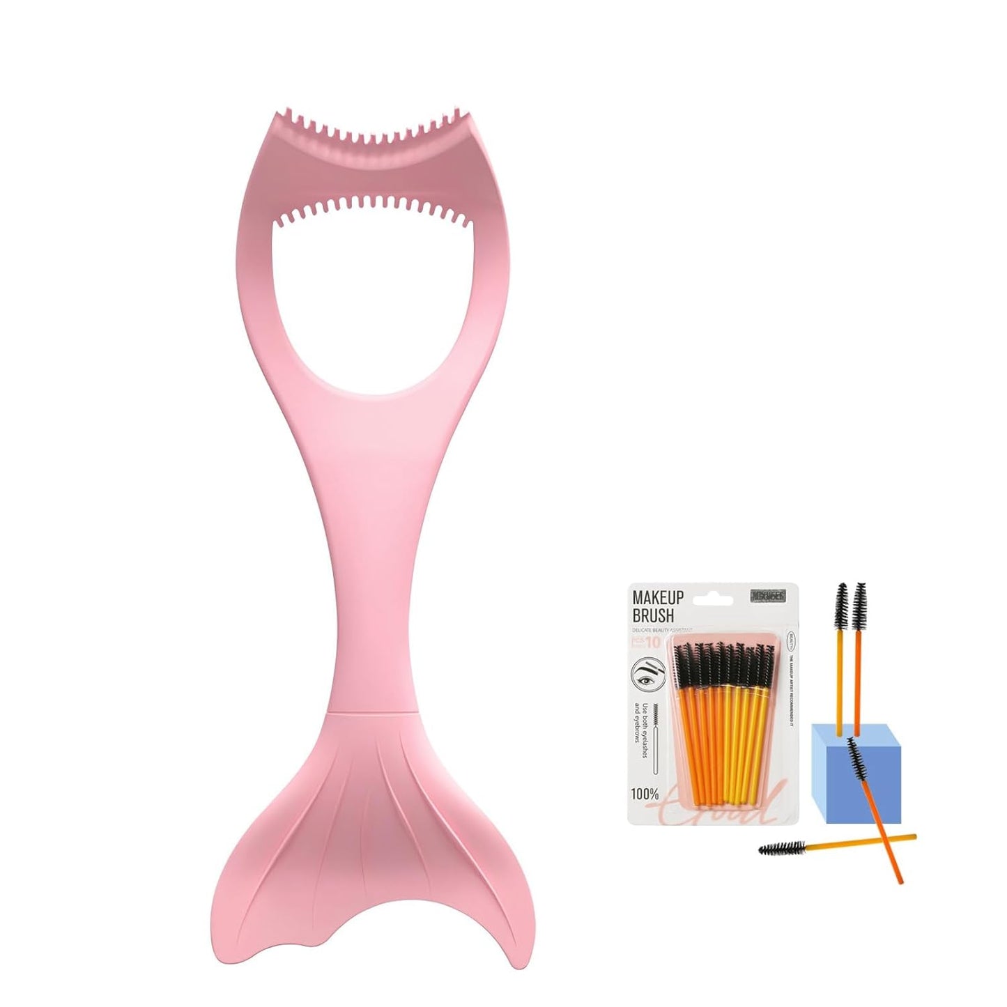 3-in-1 Makeup Lash Tool Silicone Upper and Lower Mascara Applicator Lash Guard Reusable Eye Makeup Tool with Eyeliner Template and One Premium Lash Brushes (Silicone Material)