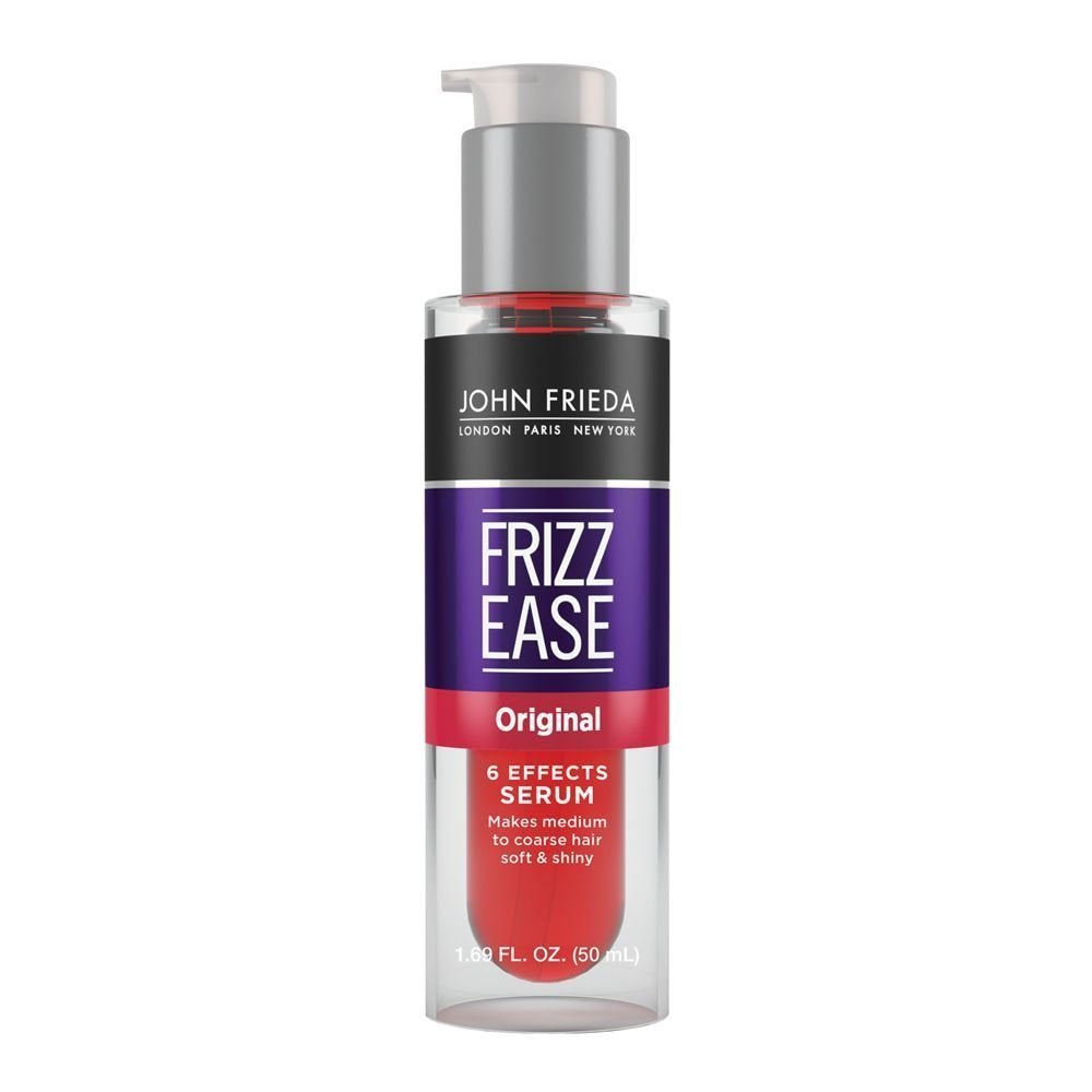 John Frieda Anti Frizz, Frizz Ease Original Hair Serum, Anti-Frizz Heat Protecting, Infused with Silk Protein, 1.69 fl oz