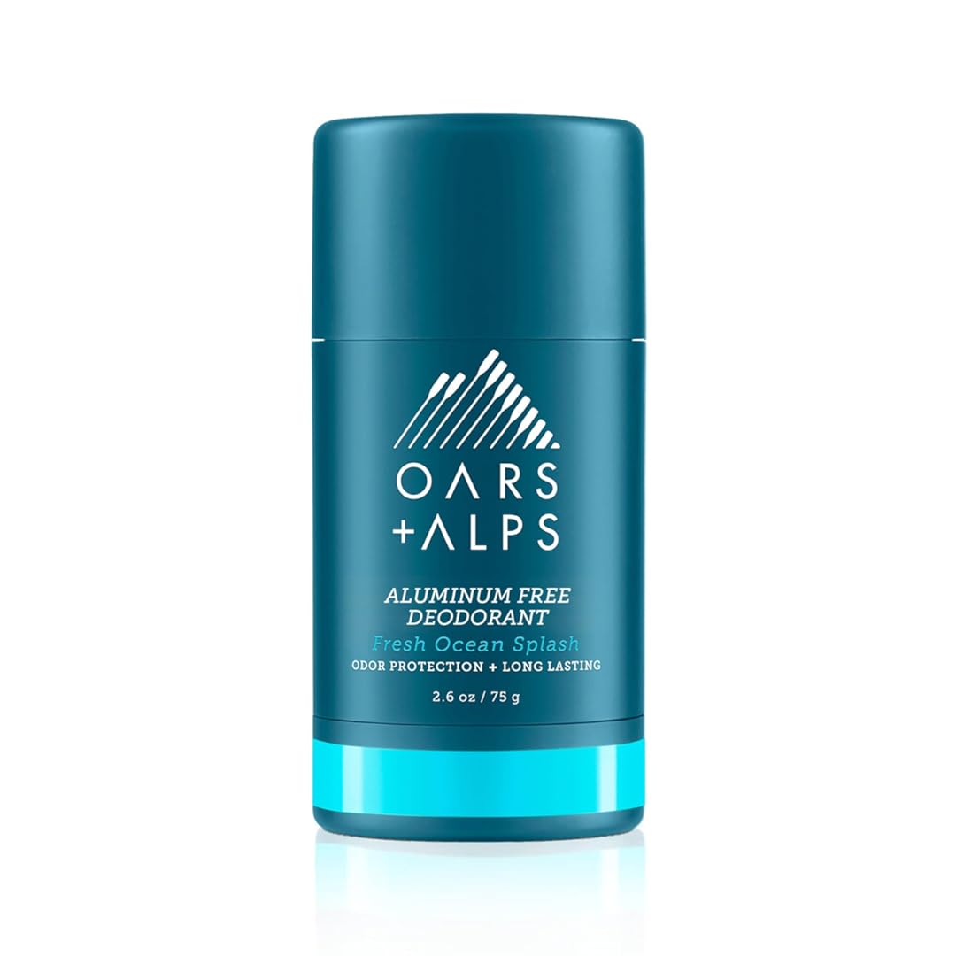 Oars + Alps Aluminum Free Deodorant for Men and Women, Dermatologist Tested and Made with Clean Ingredients, Travel Size, Fresh Ocean Splash, 1 Pack, 2.6 Oz