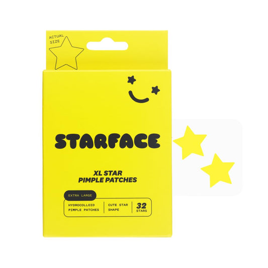 Starface XL Big Star, Large Hydrocolloid Pimple Patches, Absorb Fluid and Reduce Redness, Cute Star Shape, Vegan and Cruelty-Free Skincare (32 Count)